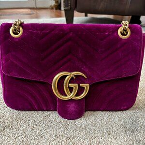 Gucci GG Marmont Matelasse Velvet Medium Shoulder Bag